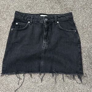 Black denim mini skirt